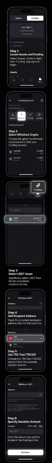 How to donate using Binance mobile guide